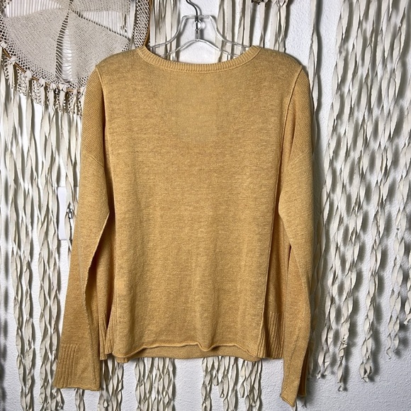 Eileen Fisher Linen Knit Sweater Size M Color is a Light Dijon Mustard Color - Picture 4 of 11